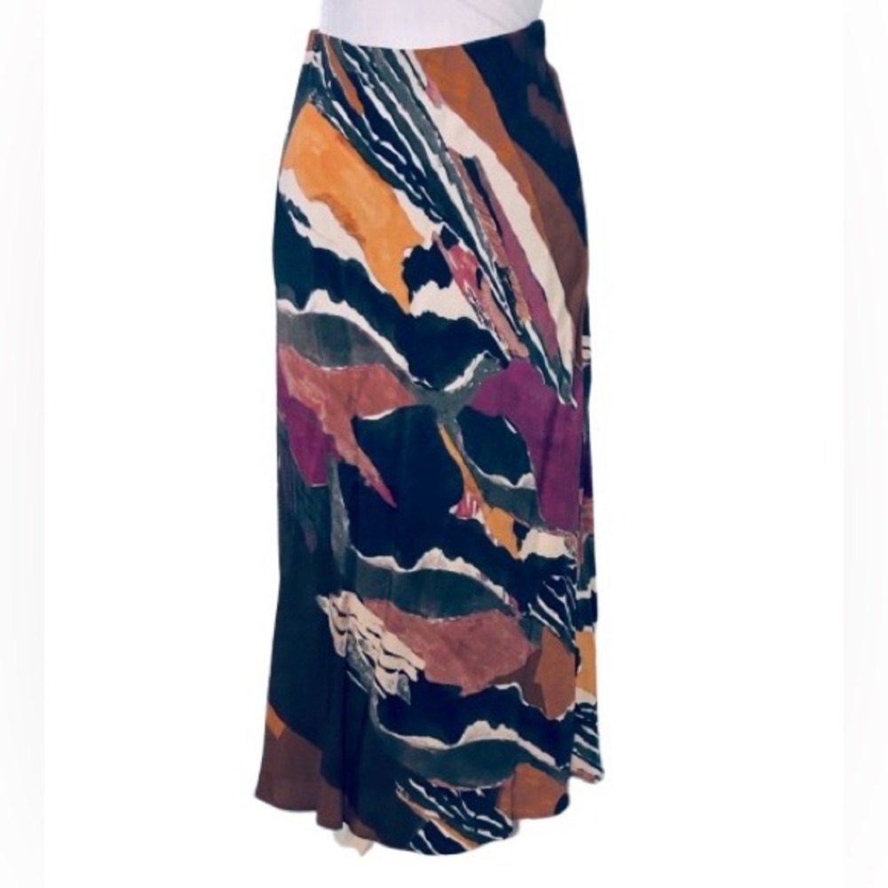 Stunning Multicolor Abstract Midi Skirt Karen Kane Petites PM Mermaid Fit Medium
